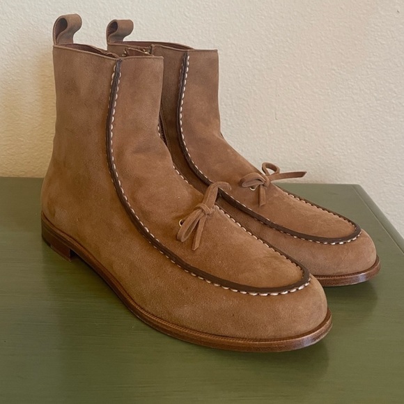 POLO RALPH LAUREN Tan Suede Leather “Delaney” Ankle Boots Rare Woman’s 11B NEW!! - Picture 12 of 13